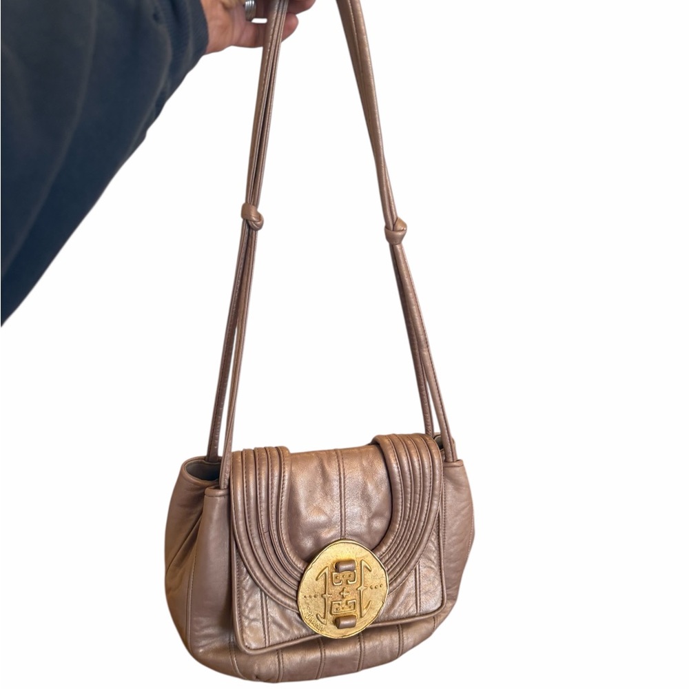 Vintage Sharif metallic bronze leather shoulder bag. - Picture 2 of 5